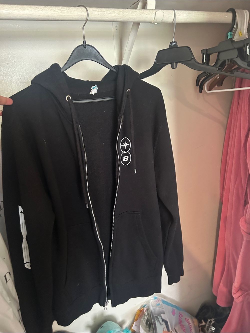 Ateez Black Zip-Up Hooded Jacket with Front Pockets